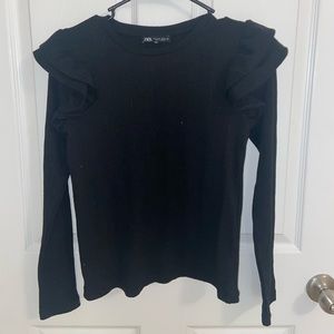 Black Zara long sleeved fitted blouse
